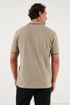Pamuklu Regular Fit Şerit Detaylı Erkek Polo Yaka T Shirt 5902964 VİZON