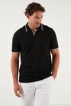 Pamuklu Regular Fit Şerit Detaylı Erkek Polo Yaka T Shirt 5902964 SİYAH