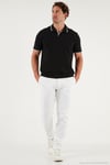 Pamuklu Regular Fit Şerit Detaylı Erkek Polo Yaka T Shirt 5902964 SİYAH