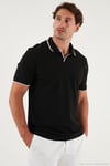 Pamuklu Regular Fit Şerit Detaylı Erkek Polo Yaka T Shirt 5902964 SİYAH