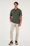 Pamuklu Regular Fit Şerit Detaylı Erkek Polo Yaka T Shirt 5902964 HAKİ
