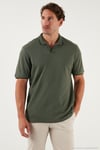 Pamuklu Regular Fit Şerit Detaylı Erkek Polo Yaka T Shirt 5902964 HAKİ