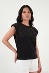 Pamuklu Regular Fit Taş Detaylı Kadın Bluz 5866945 SİYAH