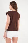 Pamuklu Regular Fit Taş Detaylı Kadın Bluz 5866945 KAHVE