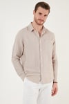 Pamuklu Regular Fit Tek Cepli Erkek Gömlek CF24S128229 TAŞ