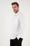 Pamuklu Regular Fit Tek Cepli Erkek Gömlek CF24S128229 BEYAZ