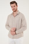 Pamuklu Regular Fit Tek Cepli Erkek Gömlek CF24S128229 TAŞ