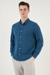 Pamuklu Regular Fit Tek Cepli Erkek Gömlek CF24S128229 İNDİGO