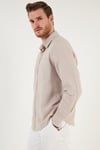 Pamuklu Regular Fit Tek Cepli Erkek Gömlek CF24S128229 TAŞ