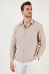 Pamuklu Regular Fit Tek Cepli Erkek Gömlek CF24S128229 TAŞ