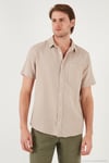 Pamuklu Regular Fit Tek Cepli Kısa Kol Erkek Gömlek CF25S128230 TAŞ