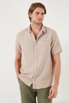 Pamuklu Regular Fit Tek Cepli Kısa Kol Erkek Gömlek CF25S128230 TAŞ