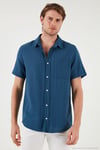 Pamuklu Regular Fit Tek Cepli Kısa Kol Erkek Gömlek CF25S128230 İNDİGO