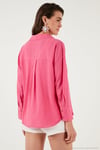 Pamuklu Regular Fit Uzun Kollu Düz Kadın Gömlek CF25S168305 Şeker Pembe