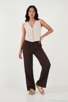 Pamuklu Regular Fit V Yaka Düğme Detaylı Yazlık Bluz Kadın Yelek 5866661 TAŞ