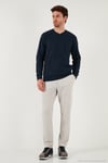 Pamuklu Regular Fit V Yaka Erkek Kazak 456202 V LACİVERT