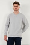 Pamuklu Regular Fit V Yaka Erkek Kazak 456202 V GRİ