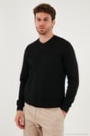 Pamuklu Regular Fit V Yaka Erkek Kazak 456202 V SİYAH