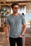 Pamuklu Regular Fit V Yaka Erkek T Shirt 5902719 MAVİ