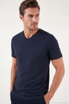 Pamuklu Regular Fit V Yaka Erkek T Shirt 5902719 İNDİGO