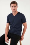 Pamuklu Regular Fit V Yaka Erkek T Shirt 5902719 İNDİGO