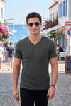 Pamuklu Regular Fit V Yaka Erkek T Shirt 5902719 ANTRASİT