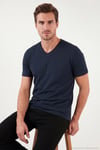 Pamuklu Regular Fit V Yaka Erkek T Shirt 5902719 İNDİGO