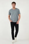 Pamuklu Regular Fit V Yaka Erkek T Shirt 5902719 MAVİ