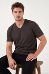 Pamuklu Regular Fit V Yaka Erkek T Shirt 5902719 KAHVE