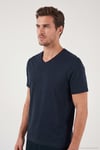 Pamuklu Regular Fit V Yaka Erkek T Shirt 5902719 İNDİGO