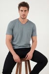 Pamuklu Regular Fit V Yaka Erkek T Shirt 5902719 MAVİ