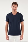 Pamuklu Regular Fit V Yaka Erkek T Shirt 5902719 İNDİGO