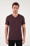 Pamuklu Regular Fit V Yaka Erkek T Shirt 5902719 VİŞNE