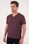 Pamuklu Regular Fit V Yaka Erkek T Shirt 5902719 VİŞNE