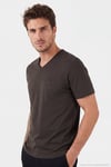 Pamuklu Regular Fit V Yaka Erkek T Shirt 5902719 KAHVE