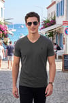 Pamuklu Regular Fit V Yaka Erkek T Shirt 5902719 ANTRASİT