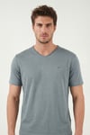 Pamuklu Regular Fit V Yaka Erkek T Shirt 5902719 MAVİ
