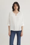 Pamuklu Regular Fit V Yaka Kadın Bluz 121357-22937 EKRU