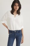 Pamuklu Regular Fit V Yaka Kadın Bluz 121357-22937 EKRU
