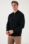 Pamuklu Regular Fit Yarım Fermuarlı 2'li Paket Polo Yaka Erkek Sweat 5905789S2 SİYAH-İNDİGO