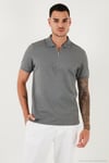 Pamuklu Regular Fit Yarım Fermuarlı 3'lü Paket Erkek Polo Yaka T Shirt 5902915S3 Açık Haki-Mavi-Gri