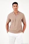 Pamuklu Regular Fit Yarım Fermuarlı 3'lü Paket Erkek Polo Yaka T Shirt 5902434S3 Siyah-Gri-Vizon