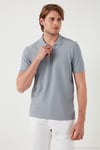 Pamuklu Regular Fit Yarım Fermuarlı 3'lü Paket Erkek Polo Yaka T Shirt 5902434S3 Ekru-Gri-Antrasit