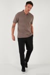 Pamuklu Regular Fit Yarım Fermuarlı 3'lü Paket Erkek Polo Yaka T Shirt 5903008S3 İndigo-Nefti-Toprak