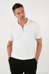 Pamuklu Regular Fit Yarım Fermuarlı 3'lü Paket Erkek Polo Yaka T Shirt 5902738S3 Siyah-Ekru-Açık Haki