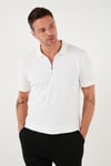 Pamuklu Regular Fit Yarım Fermuarlı 3'lü Paket Erkek Polo Yaka T Shirt 5902738S3 Siyah-Ekru-Açık Haki