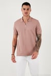 Pamuklu Regular Fit Yarım Fermuarlı 3'lü Paket Erkek Polo Yaka T Shirt 5902915S3 Pudra-Gri-Mavi