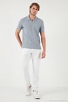 Pamuklu Regular Fit Yarım Fermuarlı 3'lü Paket Erkek Polo Yaka T Shirt 5902434S3 Ekru-Gri-Antrasit