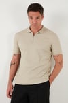 Pamuklu Regular Fit Yarım Fermuarlı 3'lü Paket Erkek Polo Yaka T Shirt 5902738S3 Siyah-Ekru-Vizon
