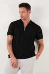 Pamuklu Regular Fit Yarım Fermuarlı 3'lü Paket Erkek Polo Yaka T Shirt 5902434S3 Siyah-Gri-Vizon